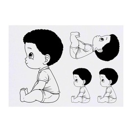 4 x 'Cute Sitting Boy' Temporary Tattoos - Water Resistant, Skin-Safe, Non-Toxic Transfers, Mixed Sizes (TO00081008)