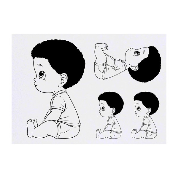 4 x 'Cute Sitting Boy' Temporary Tattoos - Water Resistant,