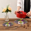 Boccsty Mardi Gras Gnome Trivet Mat 2PCS Fleur-de-lis Round Woven