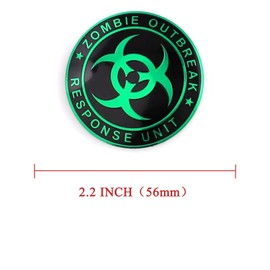 XGW Set of 4 Sticker 56mm 2.2 Inches Wheel Hub Caps Centre Cover for Zombie Outbreak Response Team Emblem Circular arc Form 3D Stereo Aluminum Alloy Dust-Proof Anti-Rust Emblem Badge Stickers (Green)