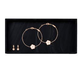 XINSUO Tray Bathroom, Bathroom Tray Organiser (Ink Black, 24L*18W*2H cm)