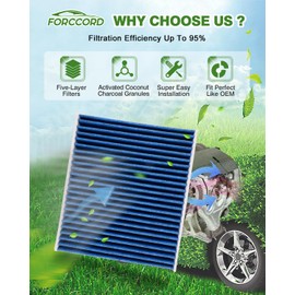 Forccord Cabin & Engine Air Filter Fits for Kia Telluride 3.8L (2020-2025), Hyundai Santa Fe 2.0L 2.4L (2019-2020) Activated Carbon Cabin Filter Replacement 971333M000 CA11943 Car Accessories