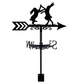 SUPERDANT Boxing Hare Weather Vane Rabbit Metal Weathervane Animals Windvanes Weathercock Funny Decorative Wind Direction Vanes Signs for Farmhouse Outdoor Garden Lawn Roof Paddock Decoration