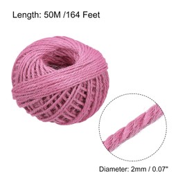 MECCANIXITY 164 Feet 2mm Jute Twine, Jute Rope, Natural Jute Twine String Cords Pink for DIY Arts Crafts, Gardening, Bundling, Home Decorating