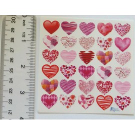 Violette Stickers - RED HEARTS - 4x4 Square Sheet of 1/2" Hearts #K82
