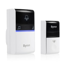 Byron DBY-23412UK Wireless Portable Doorbell Set, 100m Range, 16 Melodies White