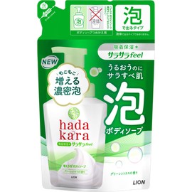 LION Hadakara Body Soap, Foam, Green Citrus Scent, Refill, 14.2 fl oz (420 ml), Smooth Feel Type, Increased Foaming Body Soap, Lotion, White/Green