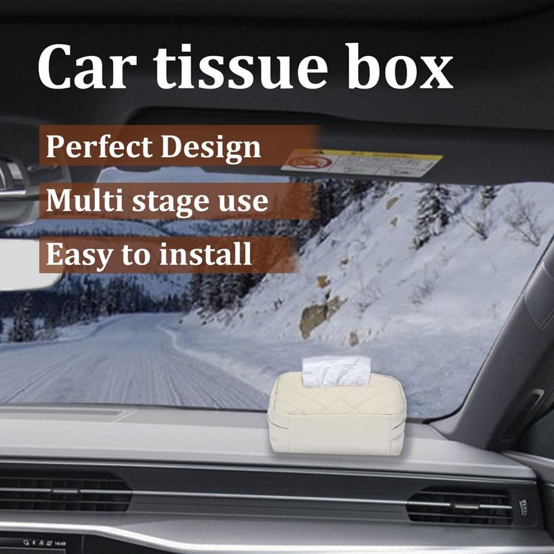 HEVLE Car Tissue Holder, PU Leather Tissues Box, Car Backseat