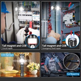 Tactical Flashlight Rechargeable, flashlights high lumens magnetic base - Super Bright, Zoomable, Water-Resistance, 4 Models, Vnina High Lumens Flash Light for Camping, Hiking and Emergence