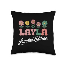 Layla Limited Edition Flowers Custom Name Wife Grandma Throw Pillow