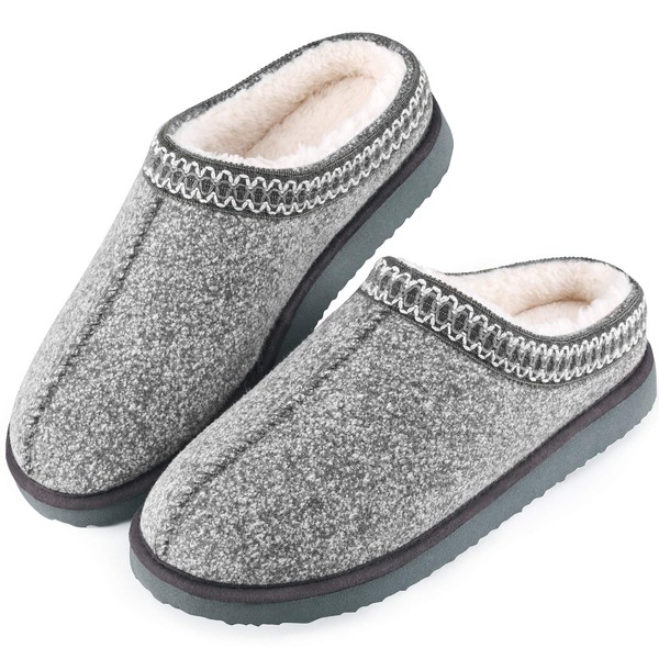 House Bedroom Slippers for Women Indoor and Outdoor with Fuzzy Lining Memory Foam（Light Grey,9/10）