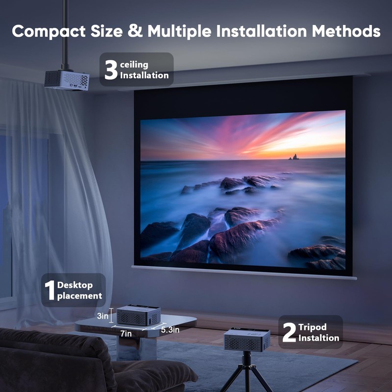 TMY 1080P Full HD Portable Mini Projector, Upgraded Bluetooth Movie