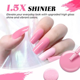 CLAVUZ Semi-Permanent Nail Polish, 4 Colors White, Pink Glitter Semi-Permanent Nail Polish, UV Soak-Off, for Female Nail Art DIY 10ml