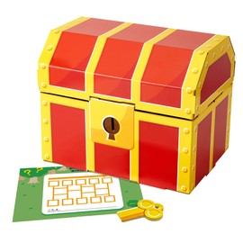 giftool Gift Doll [Treasure Box] Gold and Silver Treasures with Riddle Sheet Gift Box Present Surprise Key Included Birthday Party Accessories (M)