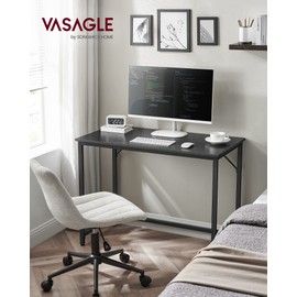 VASAGLE Computer Desk, Gaming Desk, Home Office Desk, for Small Spaces, 19.7 x 39.4 x 29.9 Inches, Industrial Style, Metal Frame, Black with Wood Grain ULWD041B56