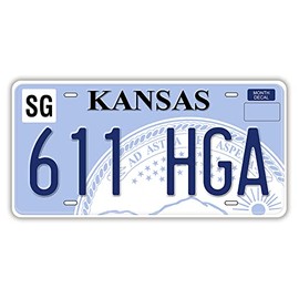 Replica License Plate of US States, Embossed Novelty Metal Number Tags, Prop Car Registration Plates, 12x6 Inches (Kansas)