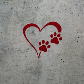 Heart and Paw Prints (Burgundy) (Set of 2) Premium Waterproof Vinyl Decal Stickers for Laptop Phone Accessory Helmet Car Window Mug Tuber Cup Door Wall Decoration - ANGstic0d6471RE