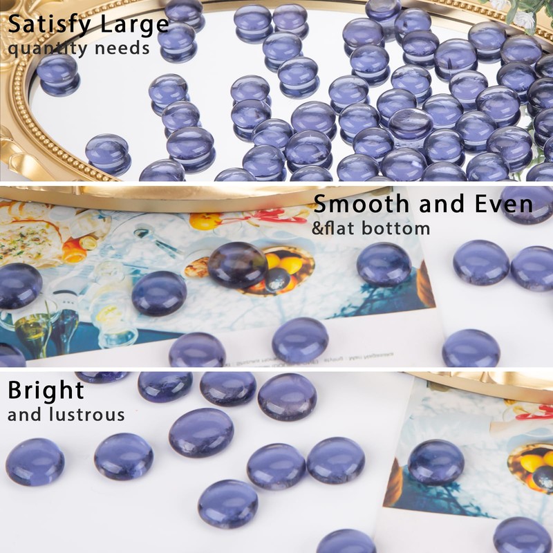 DomeStar 1LB Flat Glass Marbles, Purple Decorative Marbles for Vases