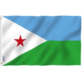 Anley Fly Breeze 3x5 Feet Djibouti Flag - Vivid Color and Fade Proof - Canvas Header and Double Stitched - Djiboutians Flags Polyester with Brass Grommets 3 X 5 Ft
