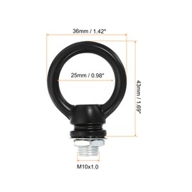 PATIKIL 15kg Max Load 25mm Inner Diameter M10 Screw Lifting Eye Nut Set of 3 Female Loop Holder Hook for Ring Lighting Fixture Pendant Lamp Chandelier Black