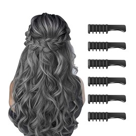 New Hair Chalk Comb Temporary DIY Hair Color for girls kids age 4 5 6 7 8 9 10 Washable Hair Chalk for Children's Day Birthday Party Cosplay (Black)