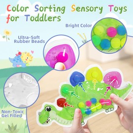 2pcs Color Sorting Sensory Toys for Toddlers 3-5, Preschool Learning Activities Fine Motor Skills Travel Toy for 3 4 5 Year Old, Montessori Dinosaur Autism Quiet Fidget Toys for Kids Girls Boys