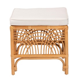 bali & pari Materra Natural Rattan Footstool, One Size, Light Honey