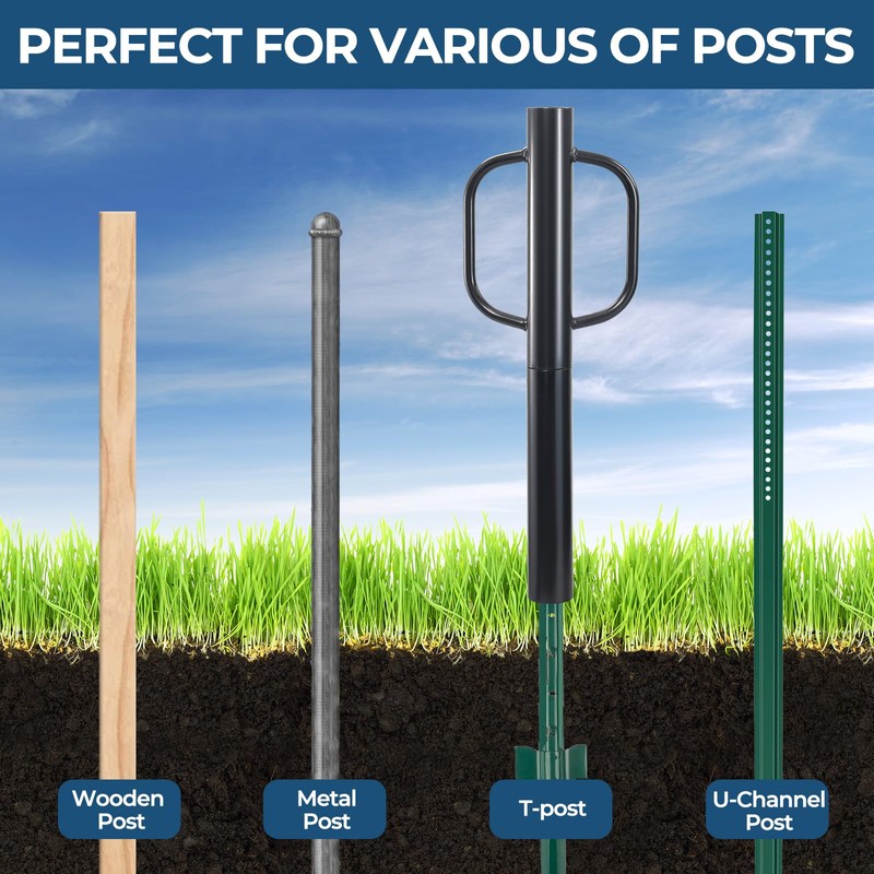 Fence Post Driver, 20LBS Fence Post Driver with Handle, 2.7