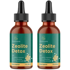 Zeolite Detox for Adults, Zeolite Liquid Drops with Vitamin B, Probiotic Blend, Gentle Detox for Adults, Energy, Gut, Focus - 4 Fl Oz (2 Bottles)