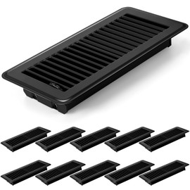 Coume 10 Pack 4" x 10" Floor Vent Covers Heavy Duty Floor Registers Metal Heat Vent Covers with Rust Proof Walkable Finish for Home Floor Grilles Vents(Black)