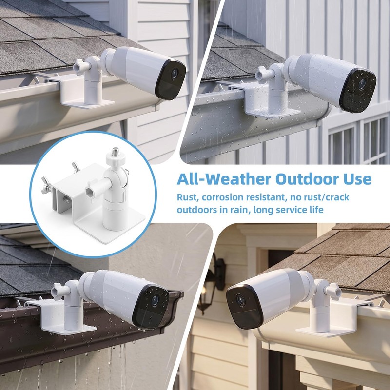2 PCS Universal Solar Panel Gutter Mount, White Adjustable Aluminum