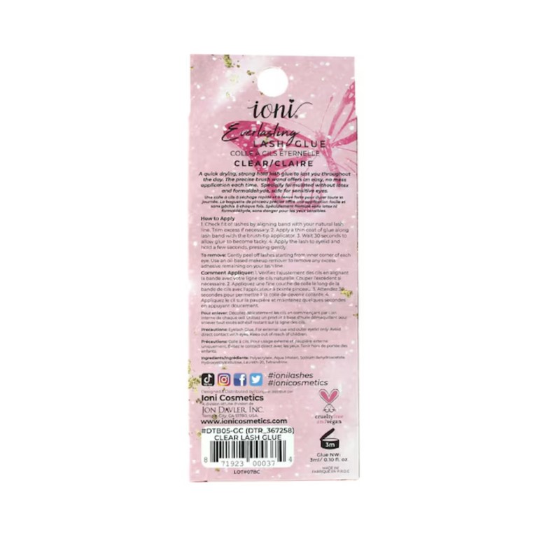ioni Everlasting LASH Glue 100% Vegan (Black, Clear) Package May
