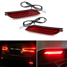 GTINTHEBOX 3D Optic LED Rear Bumper Reflectors Brake Tail Lights and Sequential Turn Signal Lamps for 2018 2019 2020 2021 2022 2023 2024 Toyota Camry - Red Lens