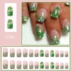 Glitter St. Patrick's Day Press on Nails Green Clover Fake