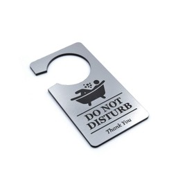 OriginDesigned Stylish Silver 'in Bath' - Bathroom in use - Do Not Disturb, Door Sign, Door Hanger Sign. Perfect for use at Home to Stop intruders Whilst Bathing.