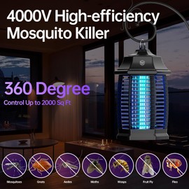 Bug Zapper Indoor, Electric Mosquito Fly Zapper Effective 4000V Plug in Insect Zapper Flies Traps 6.5 FT for Home Patio Office Courtyard