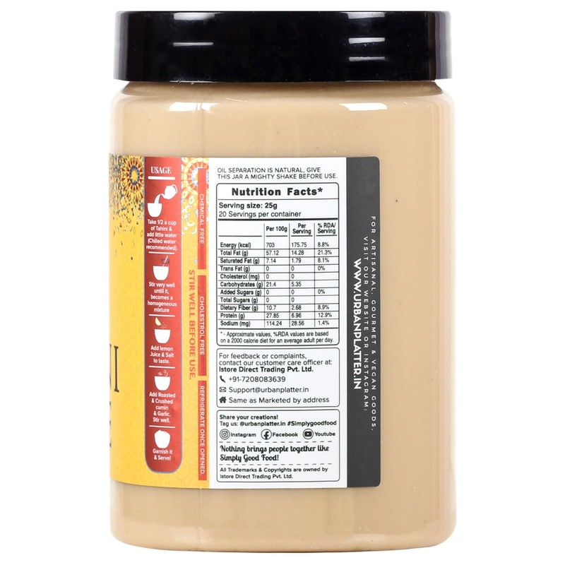 Urban Platter White Tahini Paste | Creamy & Smooth |