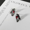Gothic Black Crow Earrings for Women Red Rhinestone Raven Earring