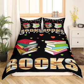 Book Lovers Duvet Cover Just A Girl Who Loves Book Bedding Set for Kids Boys Girls Best Bookworm Gifts Comforter Cover Reading Lover Bedspread Cover 2Pcs Zipper Single Size Boys