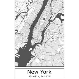 Moin Socks New York: Tea Towel/Drying Towel/Kitchen Towel with Map or City Map of New York