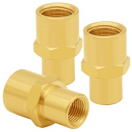 Uenede 3PCS Solid Brass Hex Reducing Pipe Fitting 1/8"NPT Female x 1/4"NPT Female Threaded Coupler Nipple Adapter Connectors