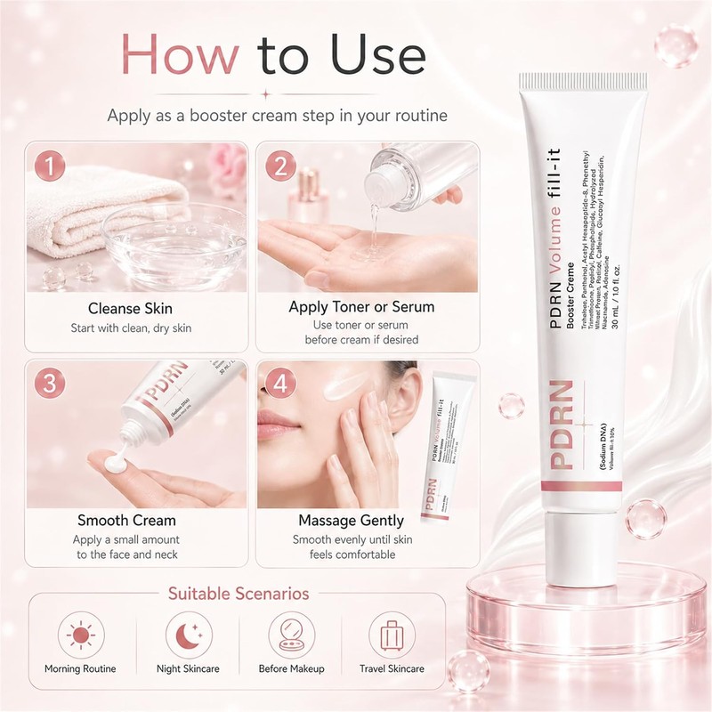 PDRN Volume Fill-It Booster Cream, Volume Plumping for Forehead, Neck,