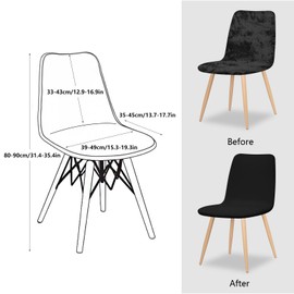 FIGOOO Chair Covers, Set of 4, Stretch Chair Covers, Scandinavian, Universal, Removable, Washable, Protective Covers for Kitchen Chairs, Hotel, Banquet (Black, 4 Pieces)