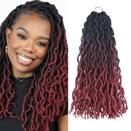 6 Packs Gypsy Faux Locs Crochet Hair 18 Inch Ombre Soft Gypsy Locs Wavy Crochet Braids 3-Tone Deep Curly Wavy Twist Braiding Hair Extensions Goddess Locs Crochet Hair (45.72 cm (6 Packs), 1B/530/350)