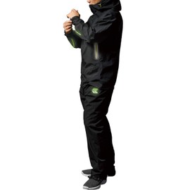 Makku Rain Suit, Waterproof 14.2 psi (10,000 mmH2O), Breathable 147.5 oz/yd2 (5,000 g/m2), Luminous Reflective Print, Adjustable Waist, Adjustable Hem, Taped Seams, 4-Way Stretch/Action Cut, Black, M