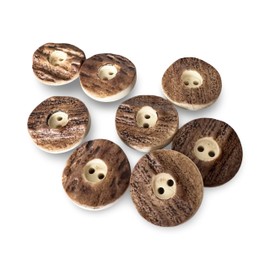 Brown Plastic Buttons Stag Horn Look Imitation 2 Holes 15 mm, 18 mm, 20 mm or 22 mm (18 mm) Pack of 10