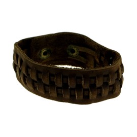 Brown faux leather strap bracelet with trendy design 9B22M