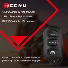 cciyu Keyless Entry Remote Smart Key Fob Shell Case 2002-2006 Fit for Fit for Toyota Camry 2.4L 2002-2006 Fit for Fit for Toyota Camry 3.0L 4 Buttons HYQ12BBX,HYQ12BAN,HYQ1512Y,HYQ1512P,897420C030