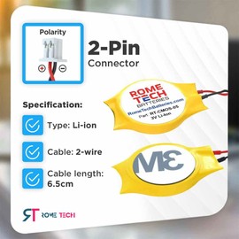 Rome Tech CMOS BIOS Battery for Dell Latitude ATG E6420, ATG E6430, E6420, E6420XFR, E6430, E6440, E6520, E6530, E6540 - Laptop Backup 3V RTC CR2032 Battery with 2 Wire Cable