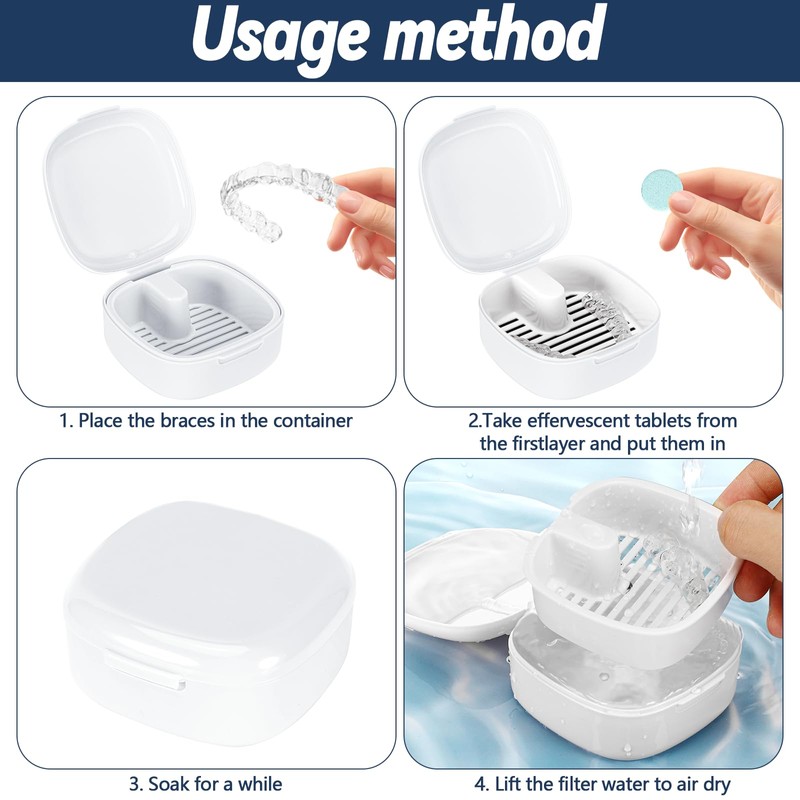 Zikenis Denture Box with Strainer, Braces Box, Denture Box, Portable